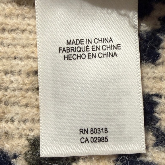 Lucky Brand Beige and Navy Open-Front Aztec Cardigan Sweater size Large - Picture 7 of 8